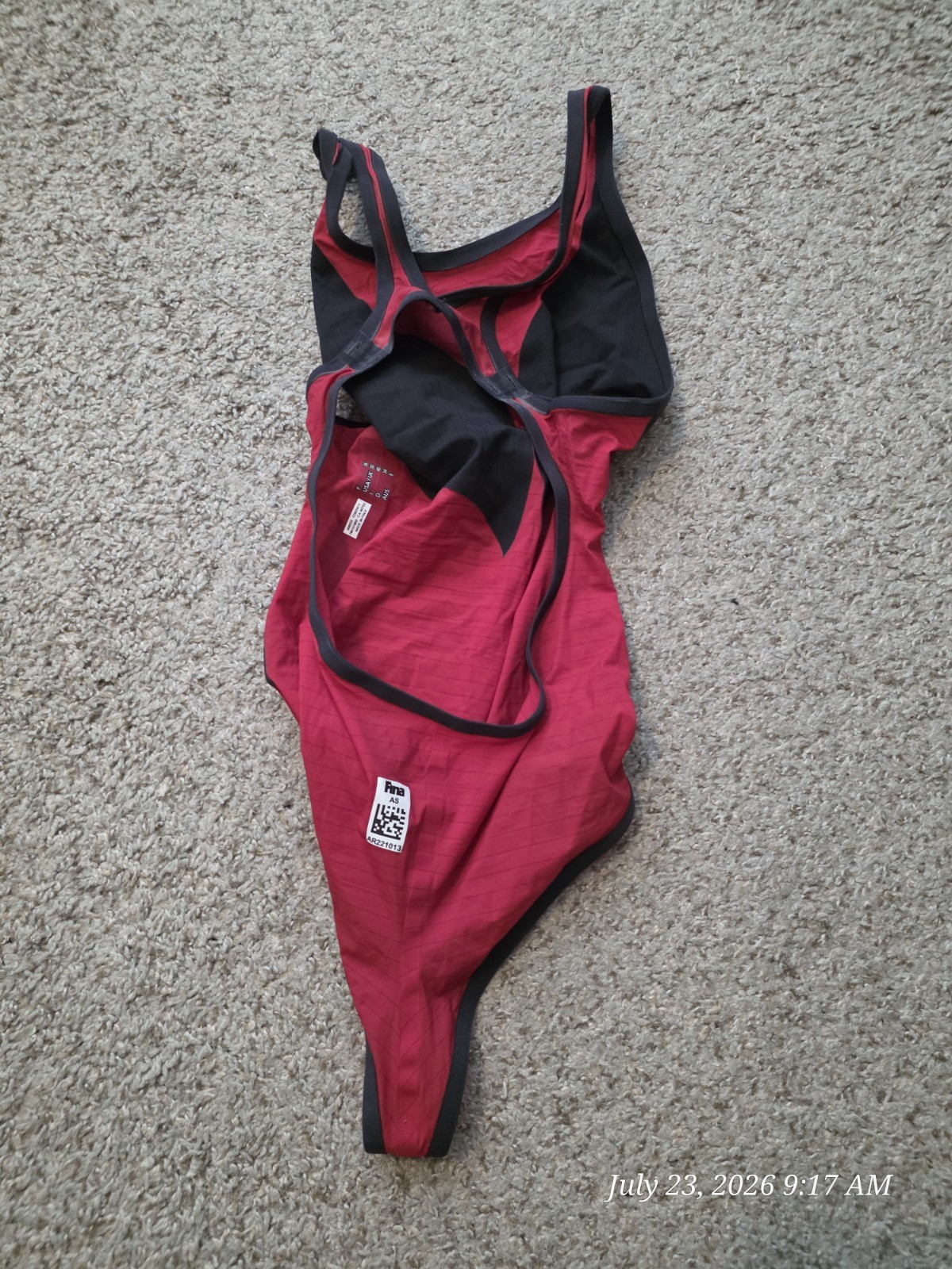 Arena Carbon Duo Red Black Tech Suit Kneeskin Top Only Size 30