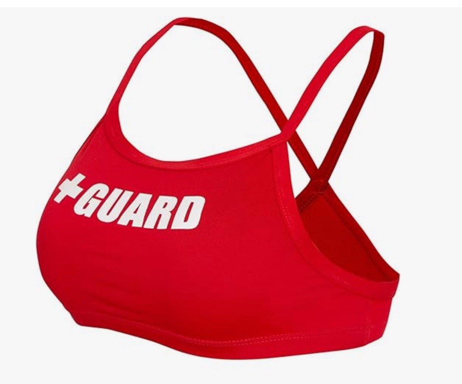 +Guard Blarix Women’s Padded Swim Lifeguard Top Stretch Solid Red Sz L NEW TbA2