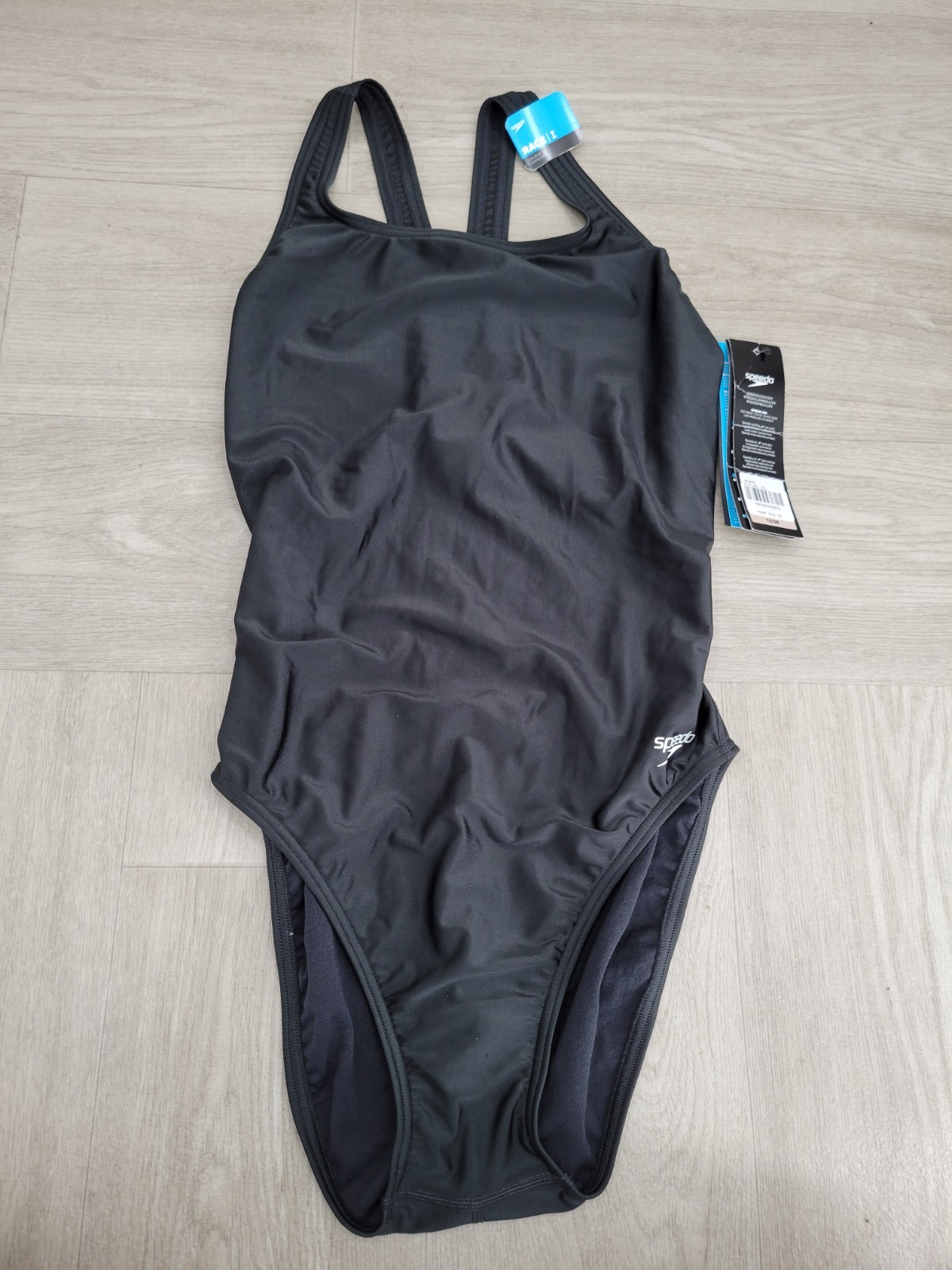 NWT Speedo Performance Race I Crossback One Piece Swimsuit Black Women’s 12/38