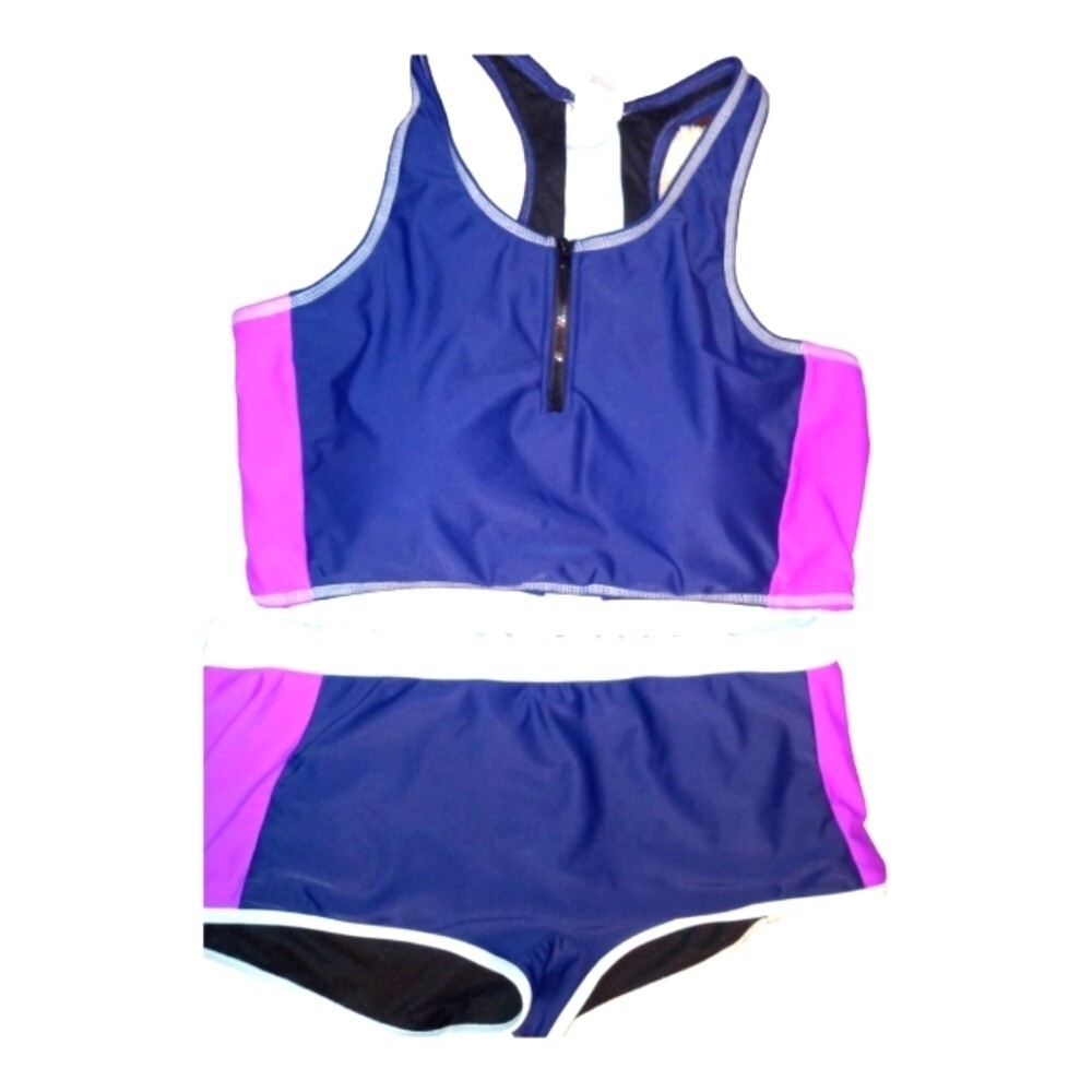 EVERLAST Womens 1/2 Zipper Racerback Style SPORTS BRA and shorts swim