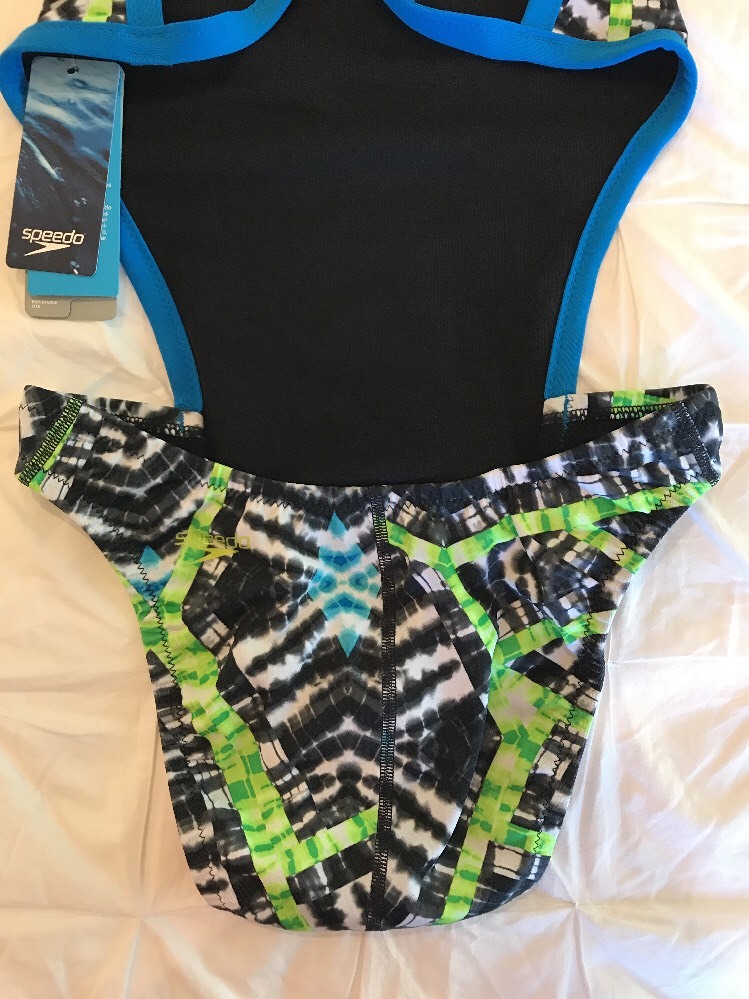 New Women’s Speedo Clash Time Turnz Vee Speedo Endurance Lite Black White 28 $69