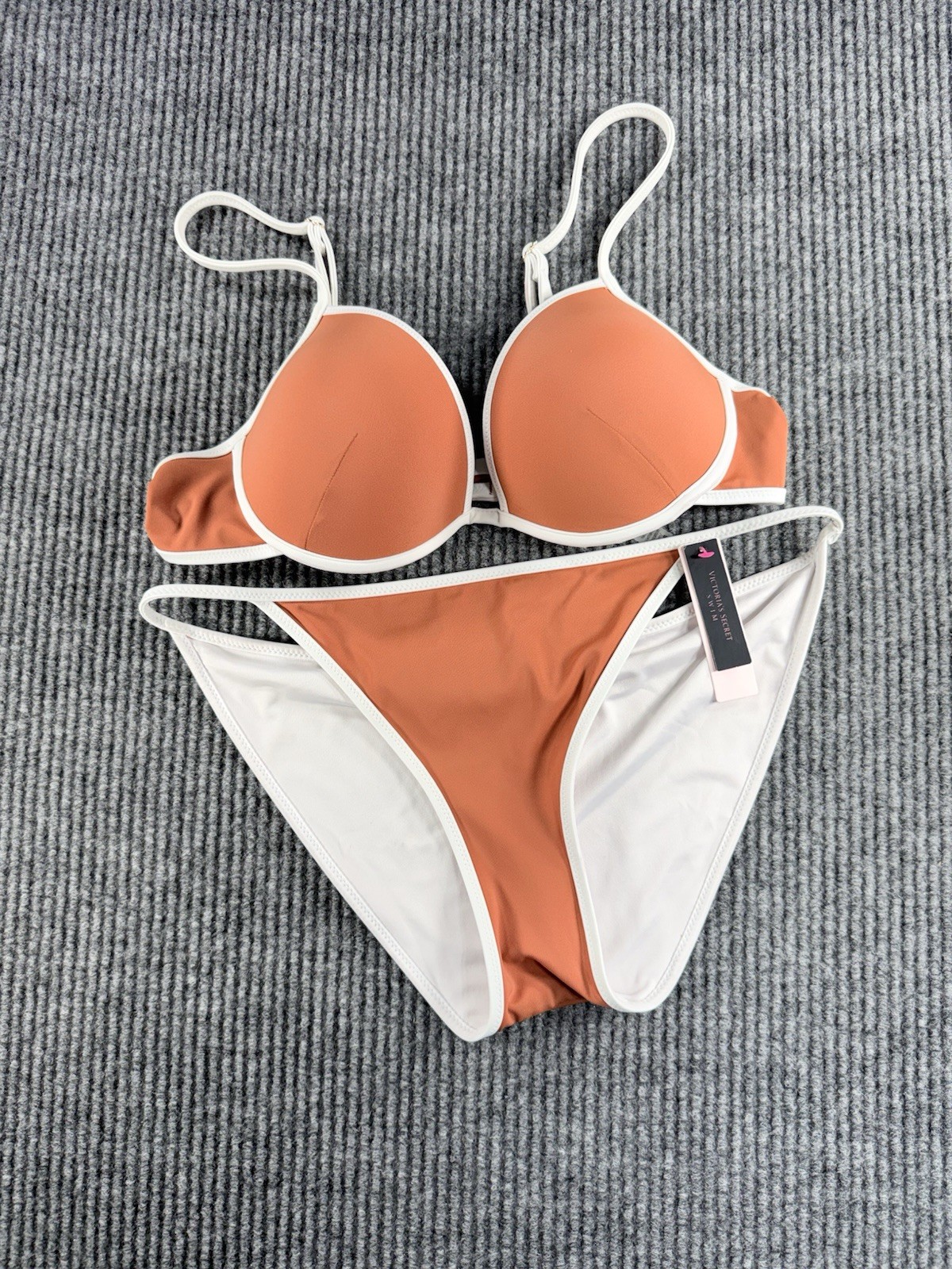 PINK Victoria’s Secret Women Push Up Bikini Set Sz M Bottoms 36B Top Terracotta