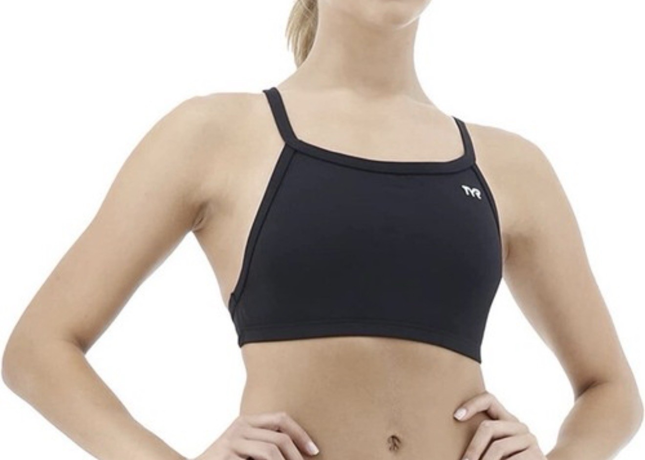 TYR Durafast D-Fit Black Sports Bra Swim Top XL 14/16 NWT