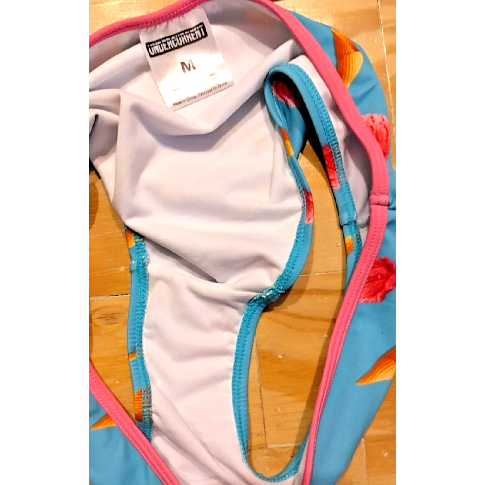 Women’s Undercurrent Blue Ice Cream Cones 2 Pc. Bathing Suit Swimwear Medium NWT