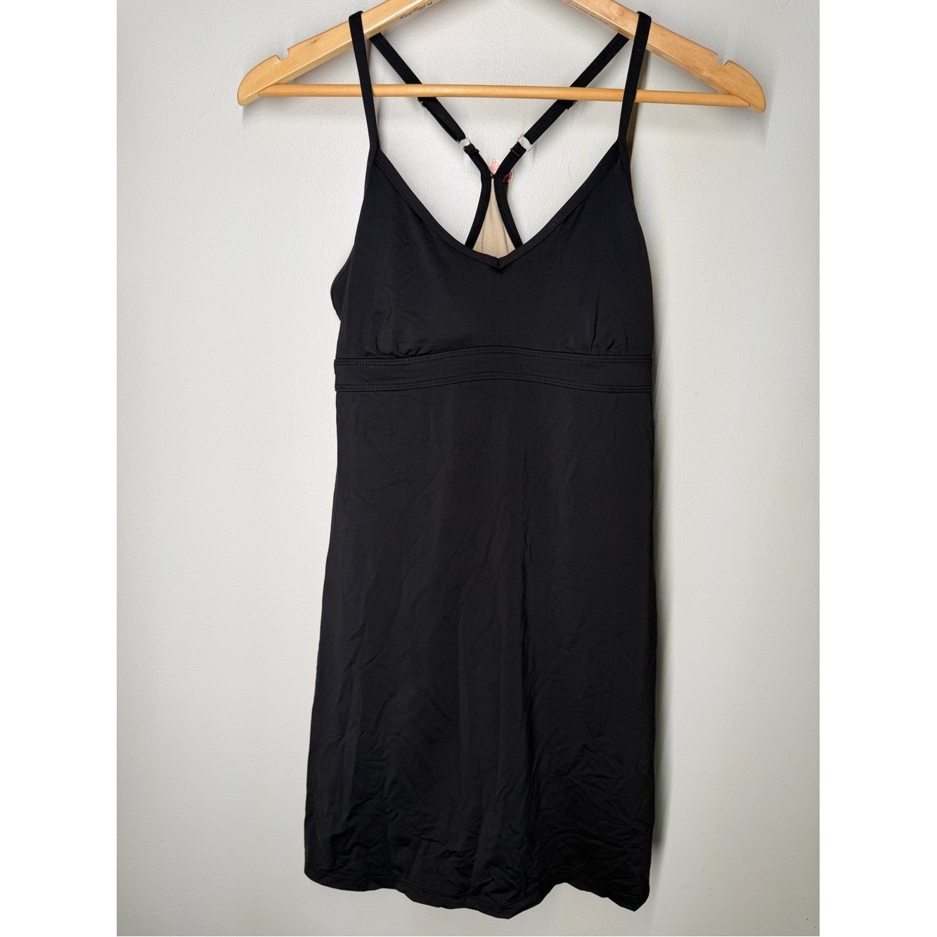 Athleta Shorebreak Swim Dress Racerback Built In Bra One Piece Black Athletic