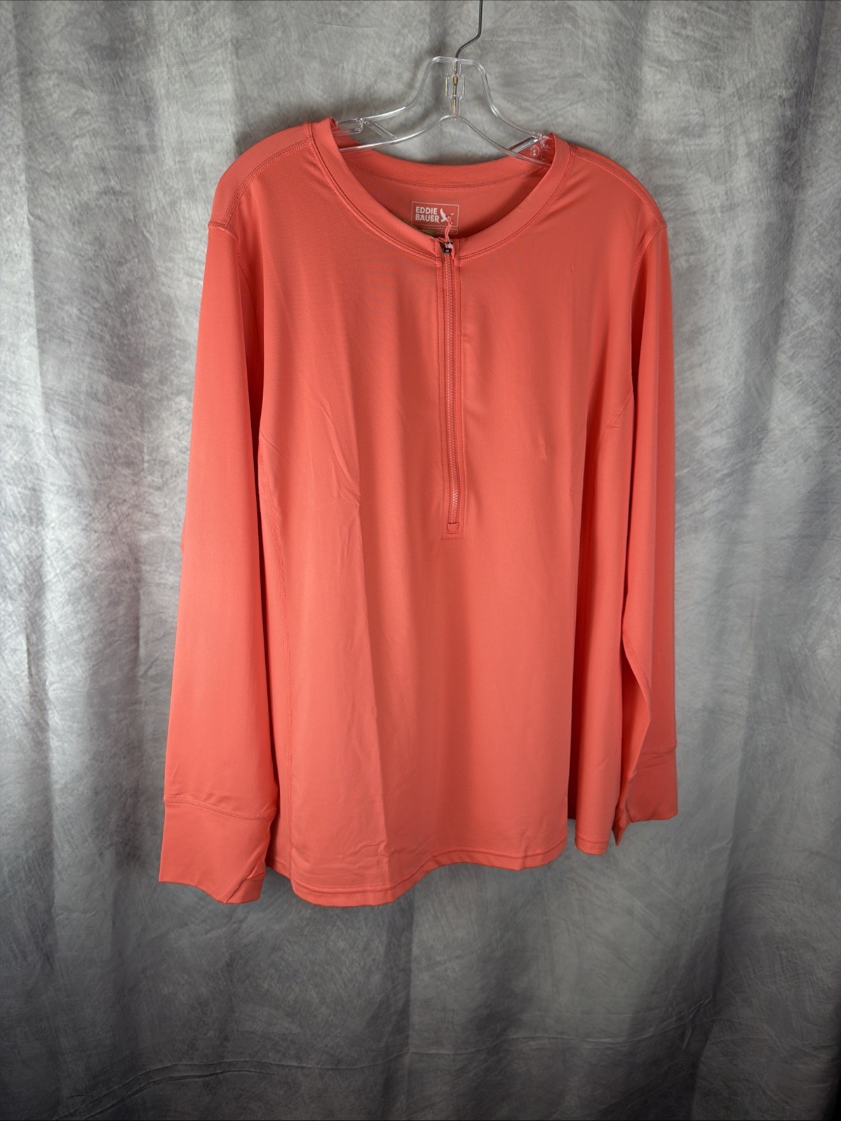 Eddie Bauer Long Sleeve Amphib Rashguard 1/4 Zip Top Orange Sz 3XL