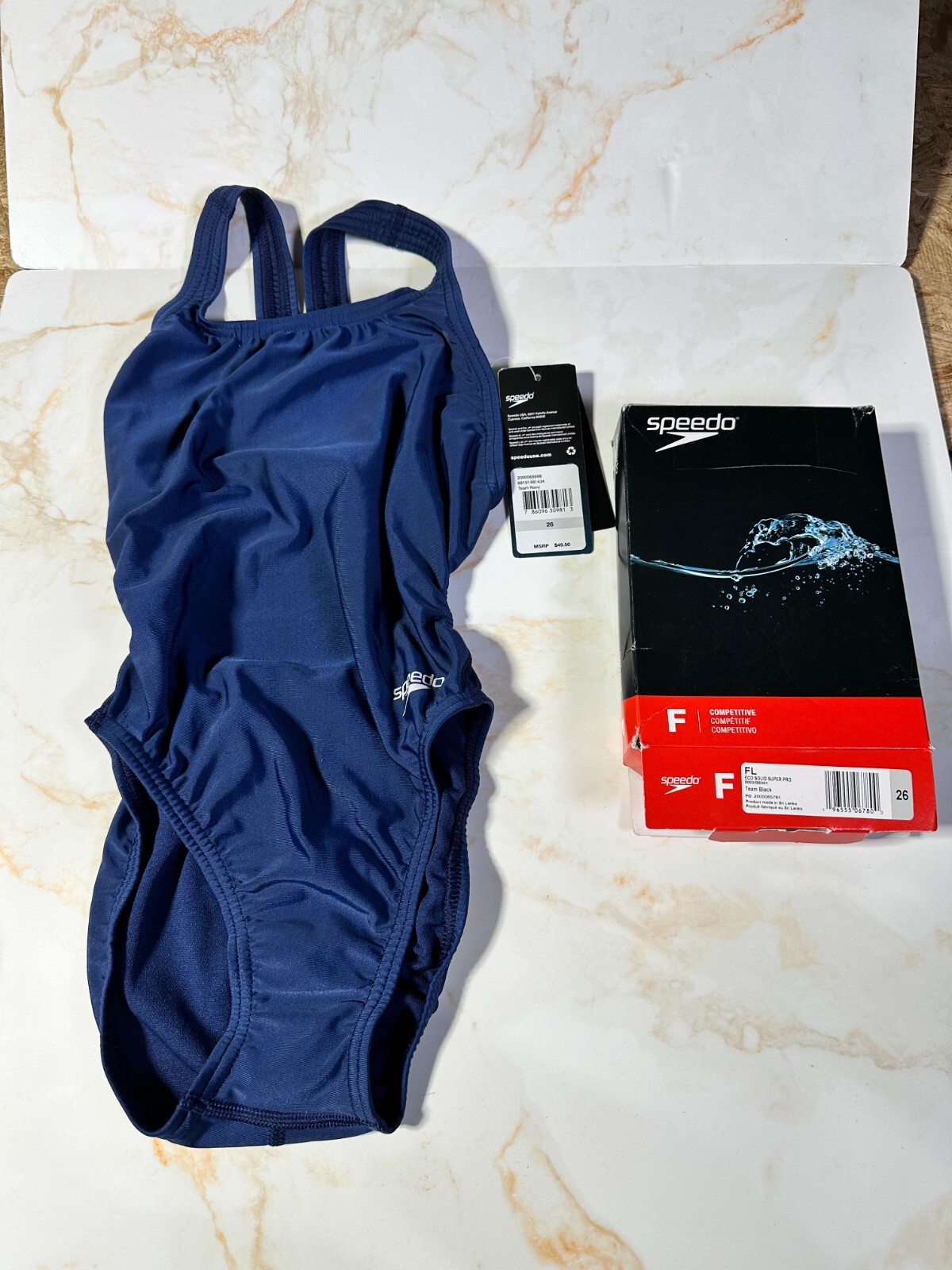 NWT Women’s Speedo Learn To Swim Pro LT Superpro Swimsuit Navy Blue Size 26