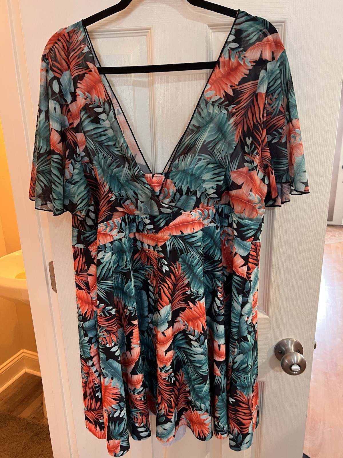 Tropical Swim dress/sundress 4X Flutter Sleeve Flounce “Curve” fit No Bottoms
