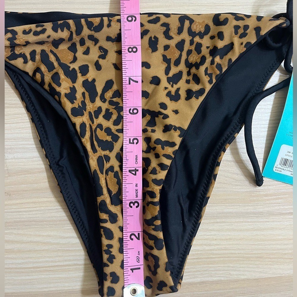 Sports Illustrated Leopard Print String Bikini Bottom Womens Medium Brown NWT
