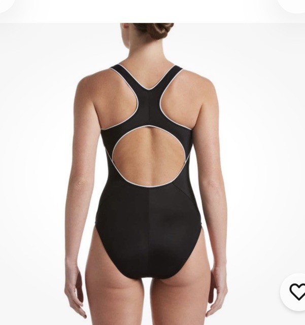 Nike Women’s XL Swimsuit Solid Powerback One Piece Black White Size MSRP $88 070