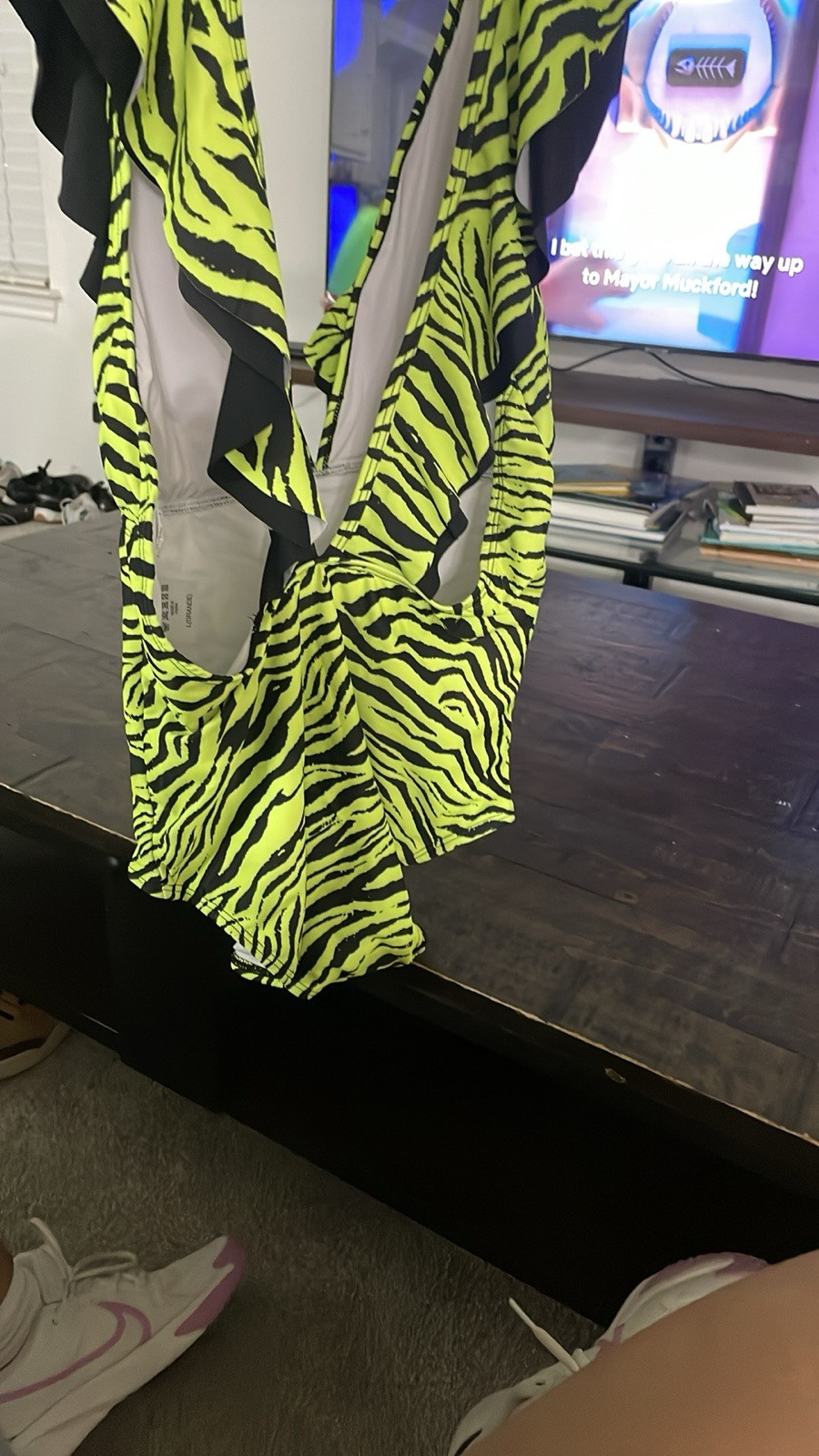 New Marina West Zebra Print Neon Green And Black