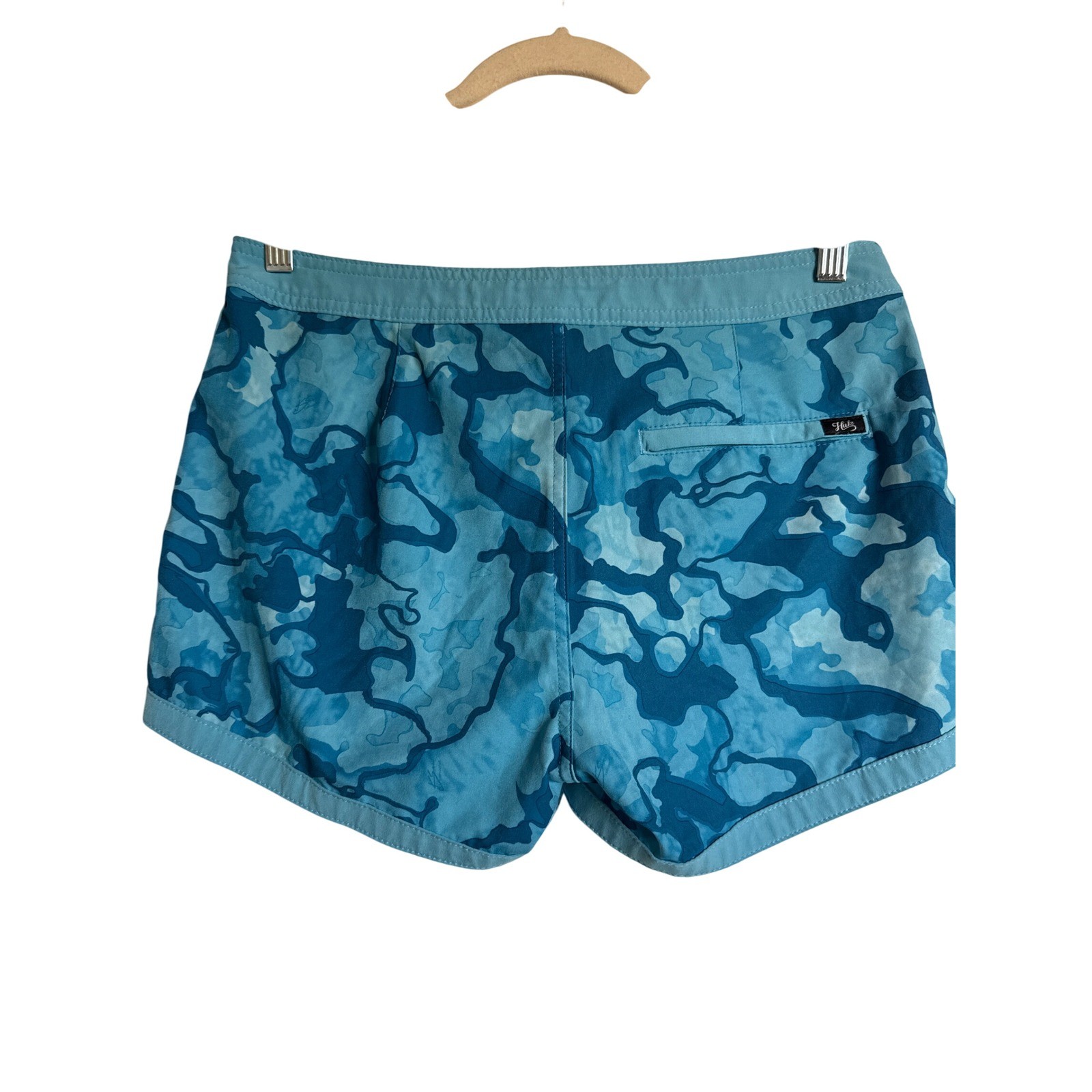 Huk Sz 4 Performance Fishing Camo Board Shorts Swim Trunks Blue Women