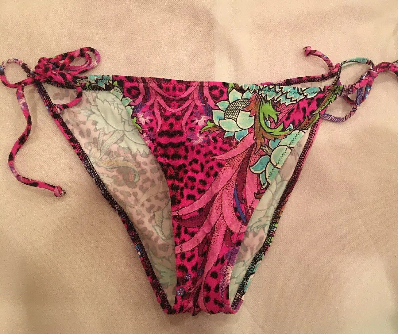 NWOT Roberto Cavalli Bright Tropical Pink Floral Bikini IT 42, S IT 2