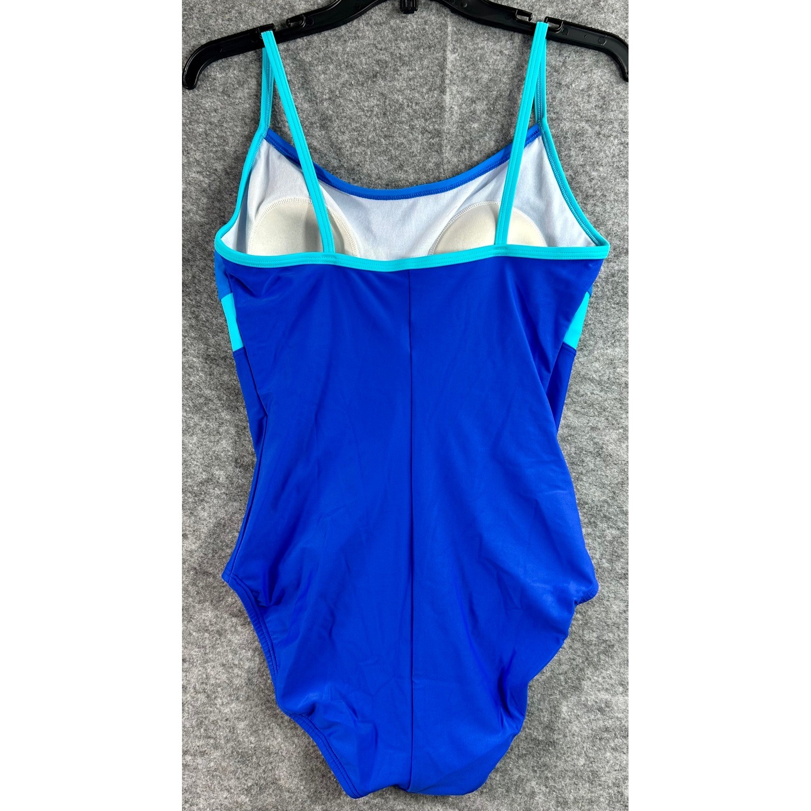 Speedo Women’s 1 Pc Blue Stripe High Leg Swimsuit sz 10 (16240)