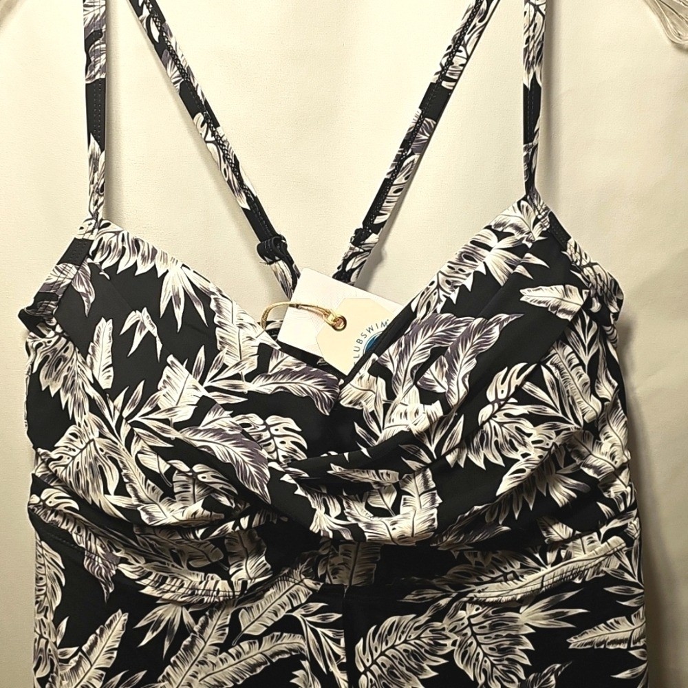 NWT Clubswim Caribbean Palms Black & White Womens 2-piece Swim Suit 20W & 22W