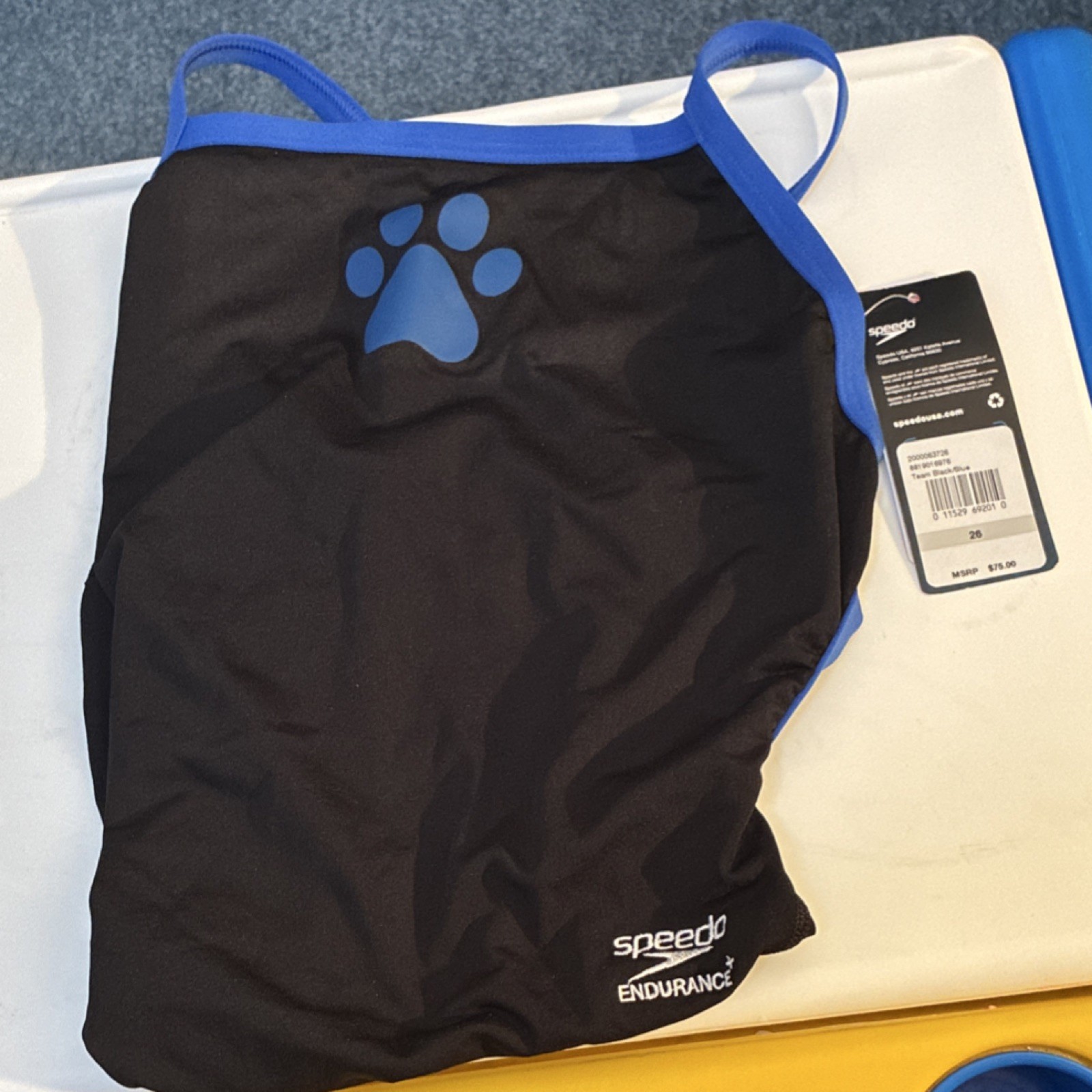 Speedo Endurance+ One Piece Swimsuit Black/Blue Size 26 Swimming