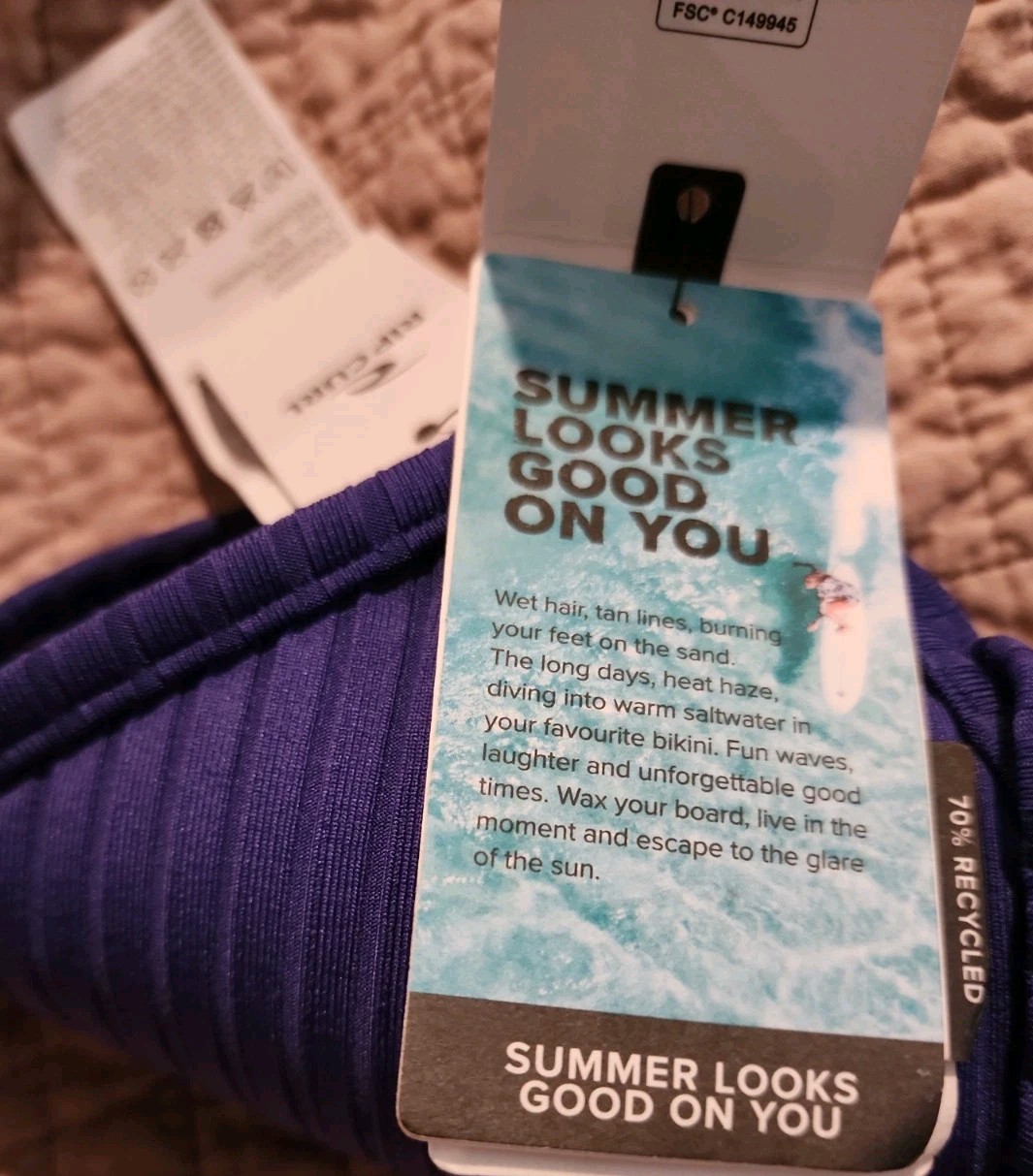 Rip Curl Women’s Standard Premium Surf Fixed Triangle Top Blue Size M New