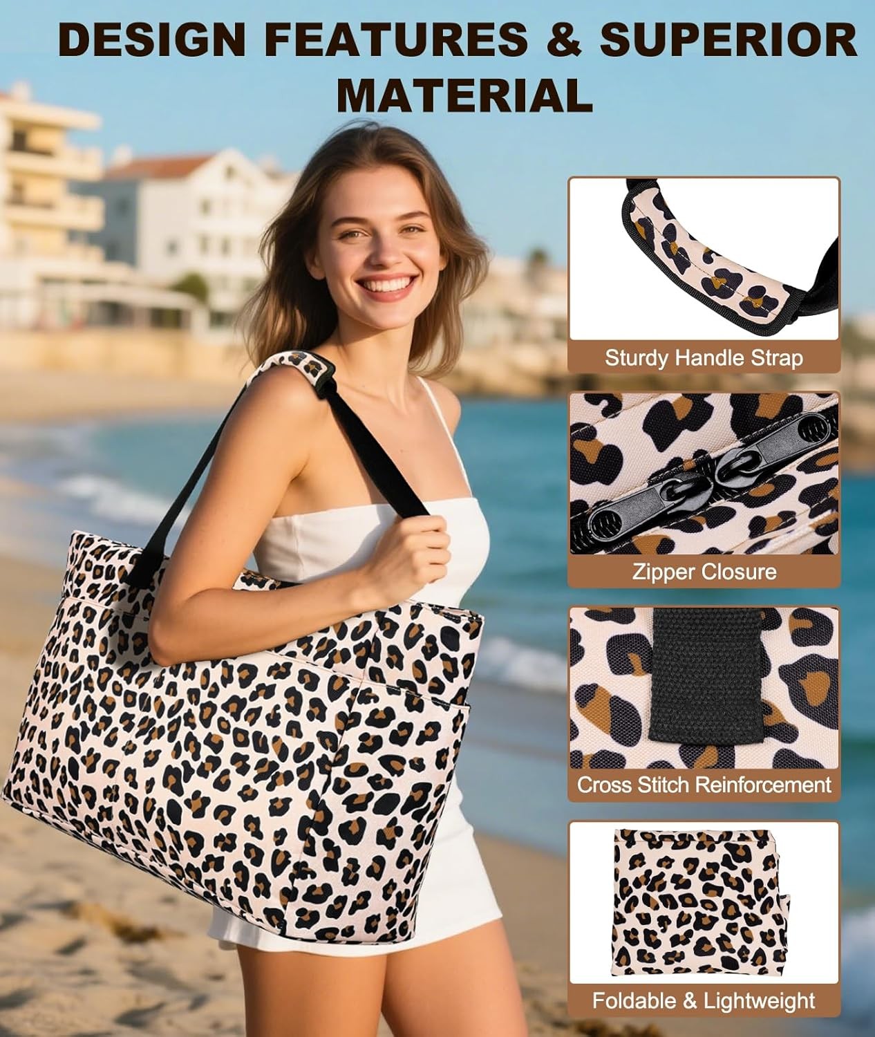 ISEYOU Extra Large Beach Bag Waterproof Beach Totes Bags for Women, Lightweight