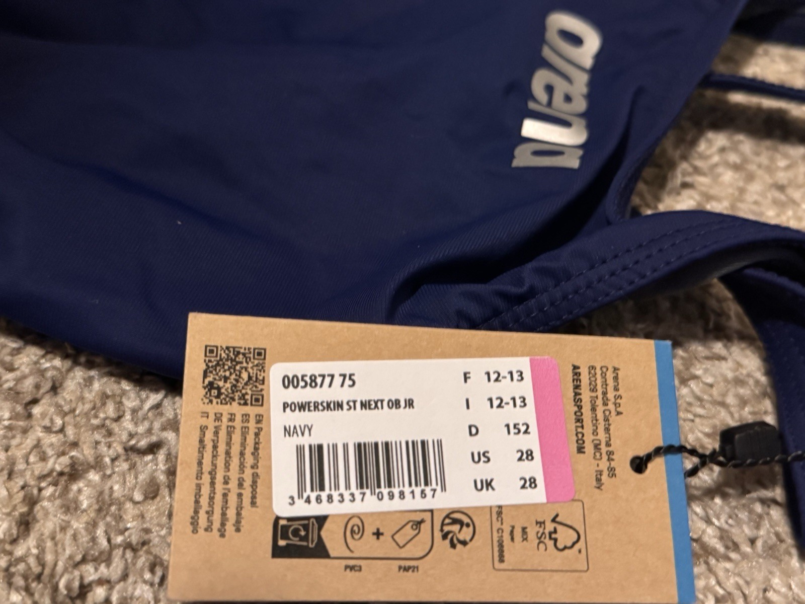 NEW NIB ARENA RACE SWIM COMPETITION SWIMMING SUIT POWERSKIN NEXT JR ST OB 28 NR