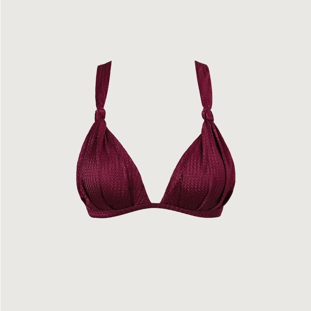Berlook Burgundy Jacquard Knot Bikini Top ONLY 02