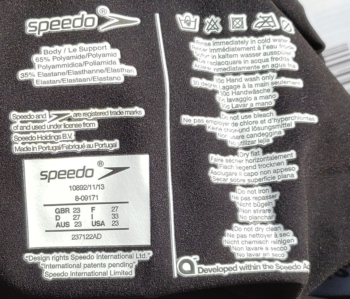 Speedo Recordbreaker Womens Girls Swimsuit Racing Training Size 23 Torn Strap
