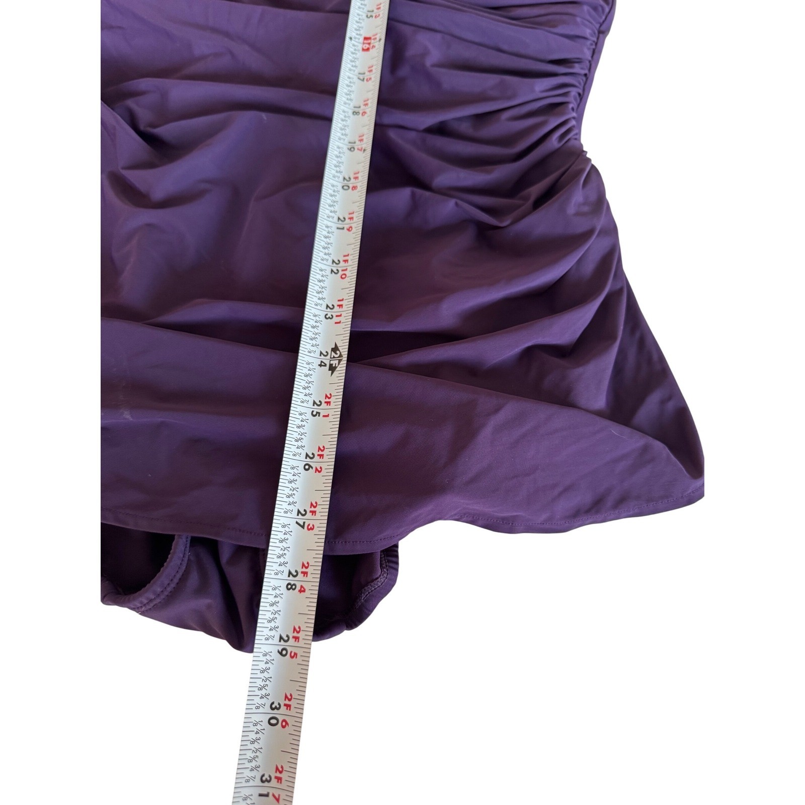 Lands End SlenderSuit V-Neck Skirted Low Leg One Piece Size 16D