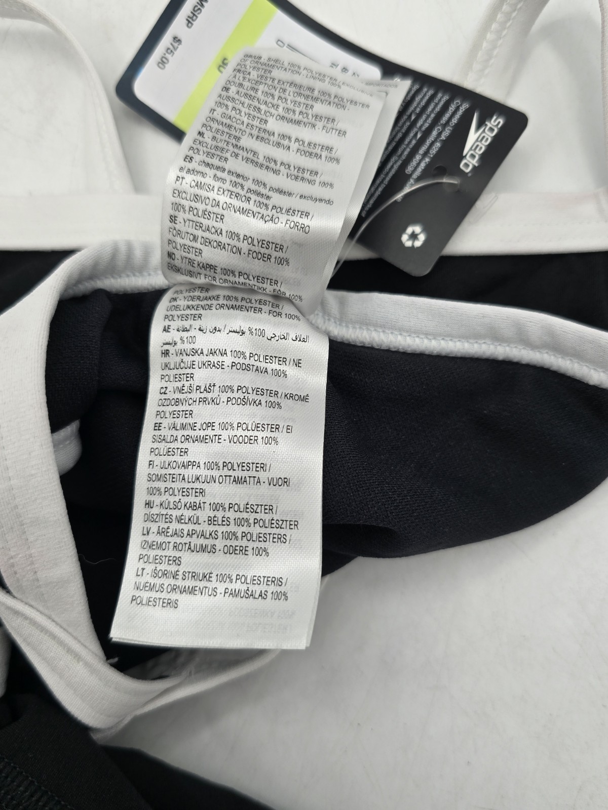 NWT Speedo Women’s One Piece ProLT Flyback Swimsuit – Black/White – Size 30