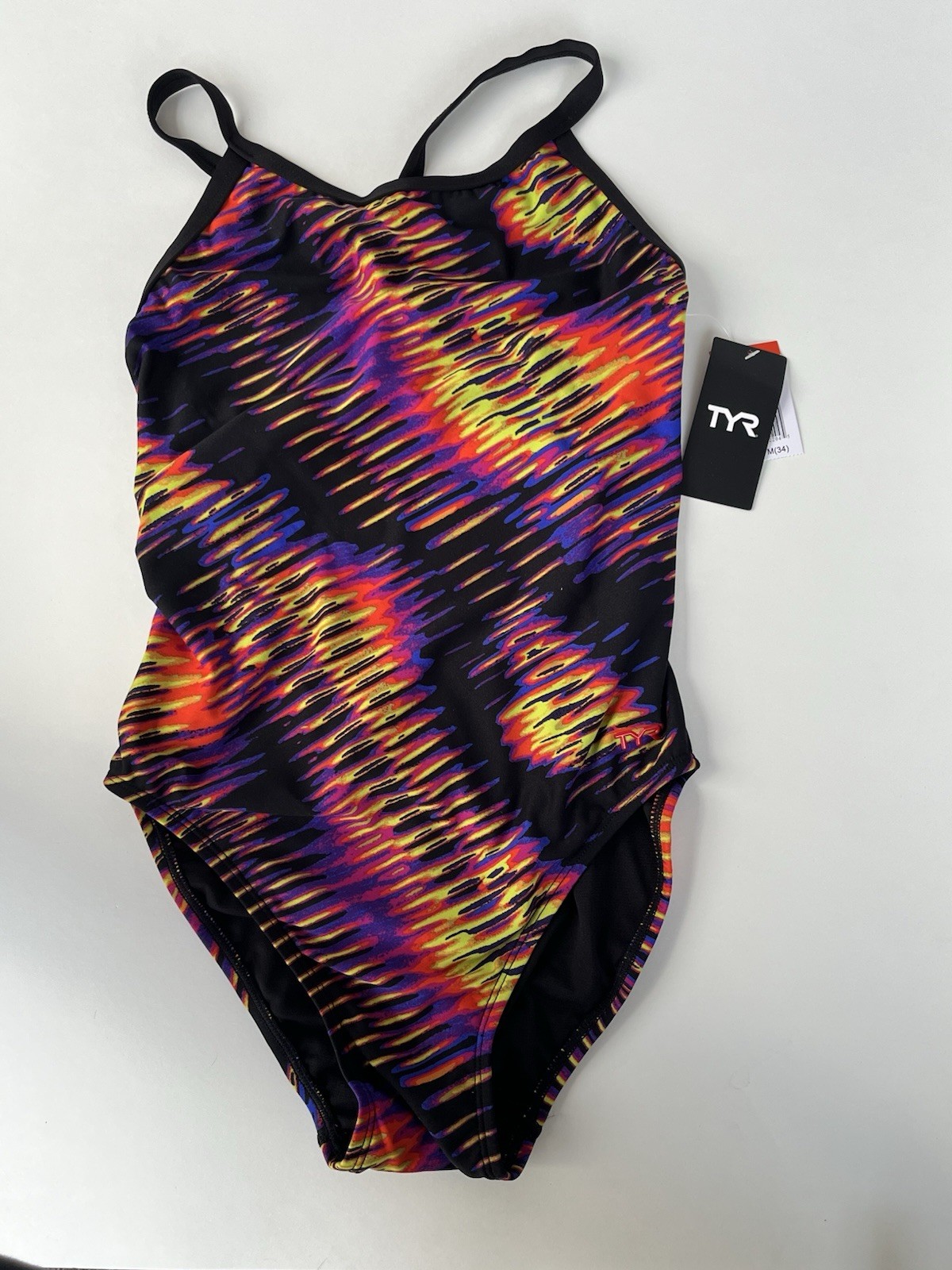 $95 RETAIL New TYR Women’s Durafast Elite Swimsuit Size 34 (M)LIME/MULTI Pattern