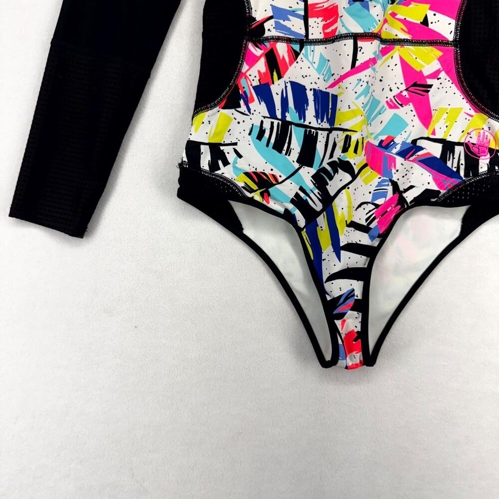 Bathing Suit Wetsuit Colorful Neon Pink Yellow Blue Womens Size S