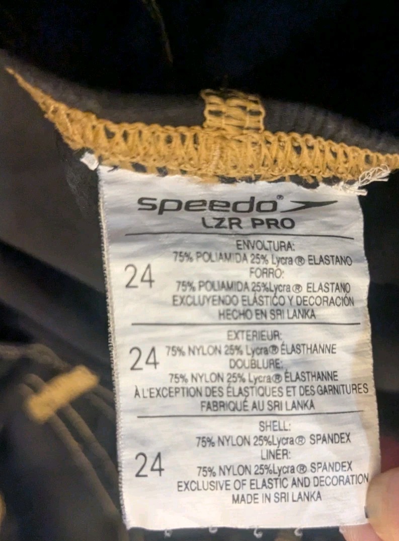 Speedo LZR Pro Kneeskin Black w Rose Gold Trim Style 7190911 sz 24