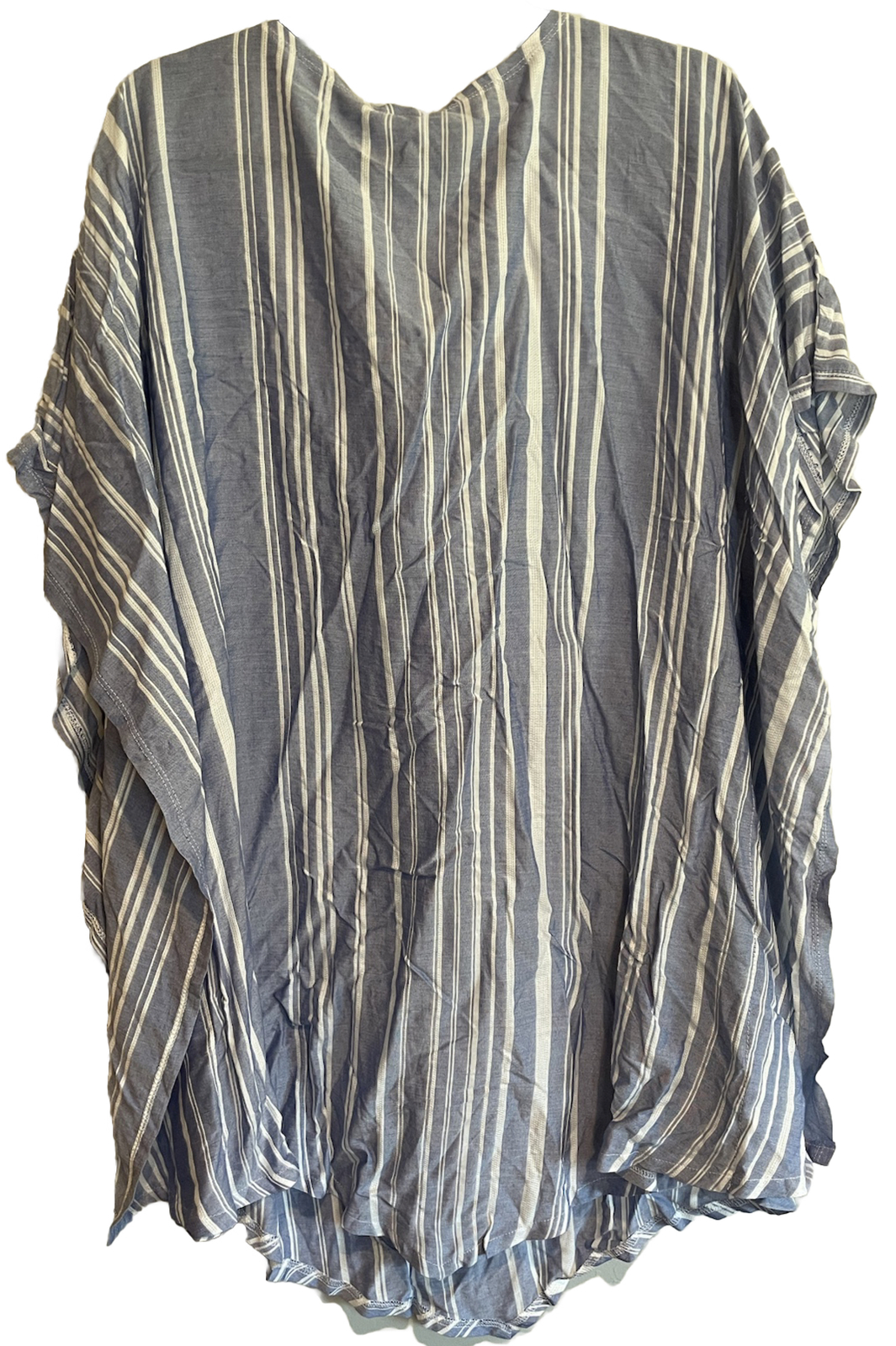 NWT Dotti Denim Blue Striped Poncho Tassel Swimsuit Cover Up Women’s Size Large