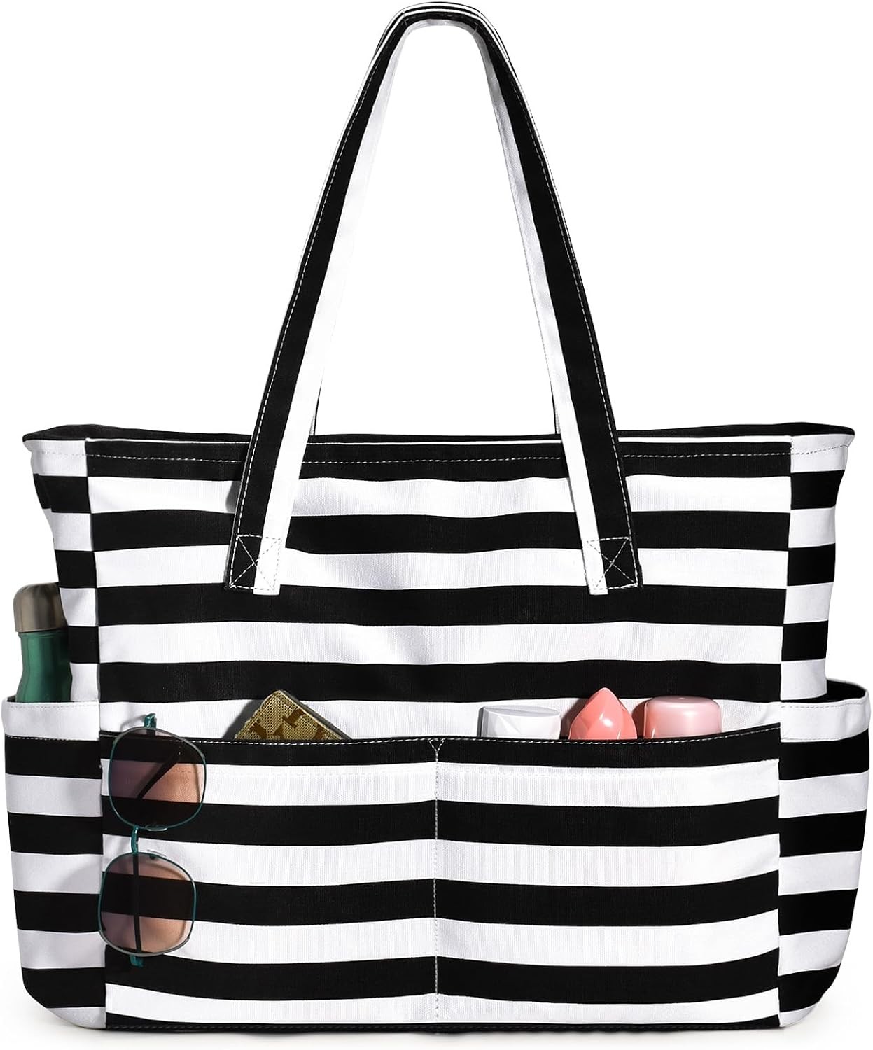 Oscaurt large capacity women’s beach tote bag with zipper closure