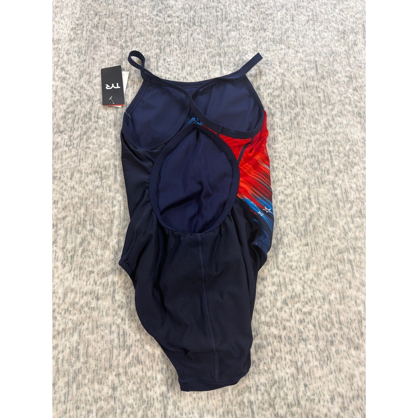 TYR Valiant Diamondfit One Piece Swimsuit Red White Blue Stars Size 30 NWT