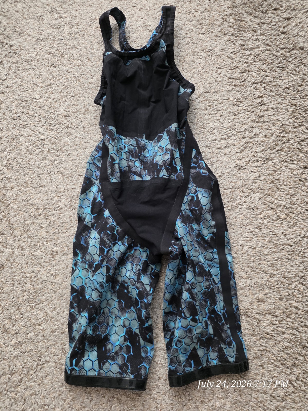 TYR Avictor Women’s Competitive Kneeskin Tech Swimsuit Blue Hex Print Size 29