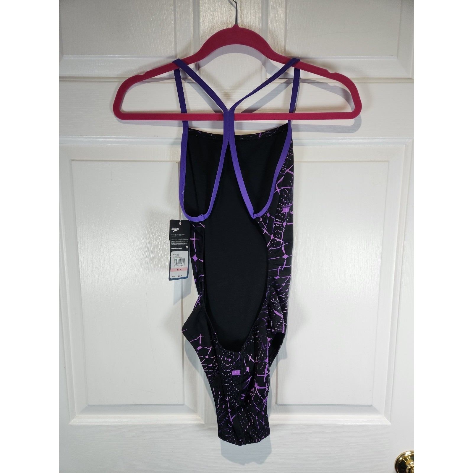 NEW Women’s sz 10 Speedo Endurance Plus Purple Black 1 Piece Swimsuit
