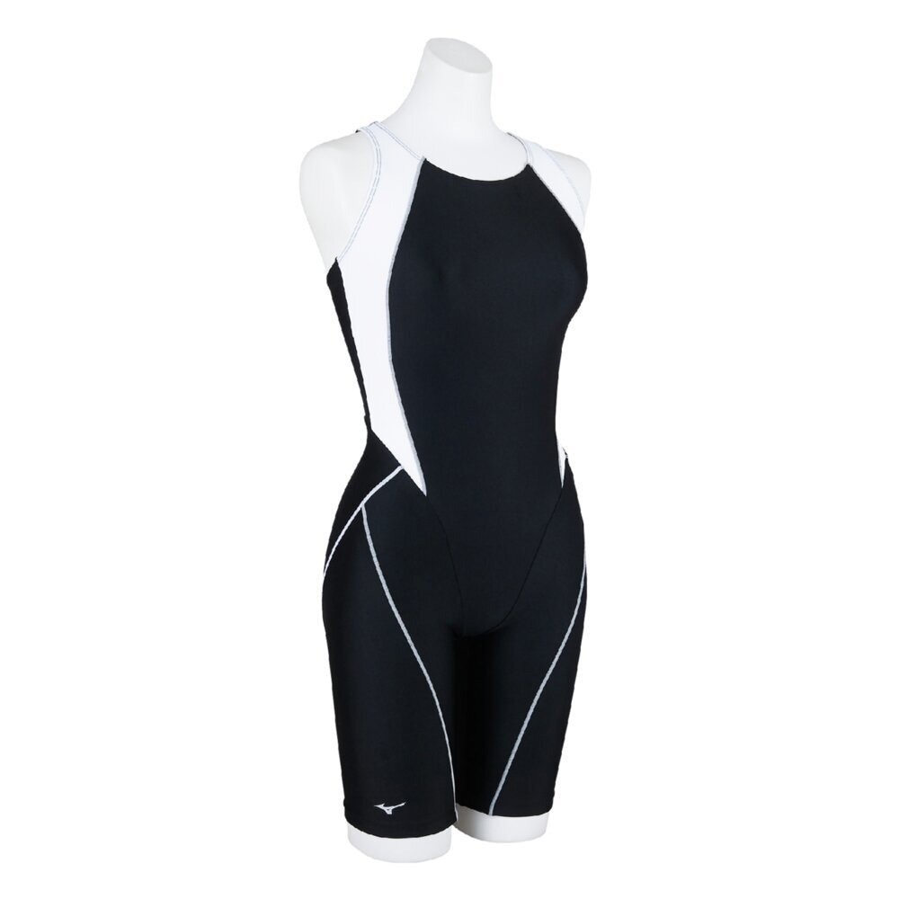 Mizuno Women’s Swim Fitness All-in-One Swimsuit Two-Tone Design Black/White 2025