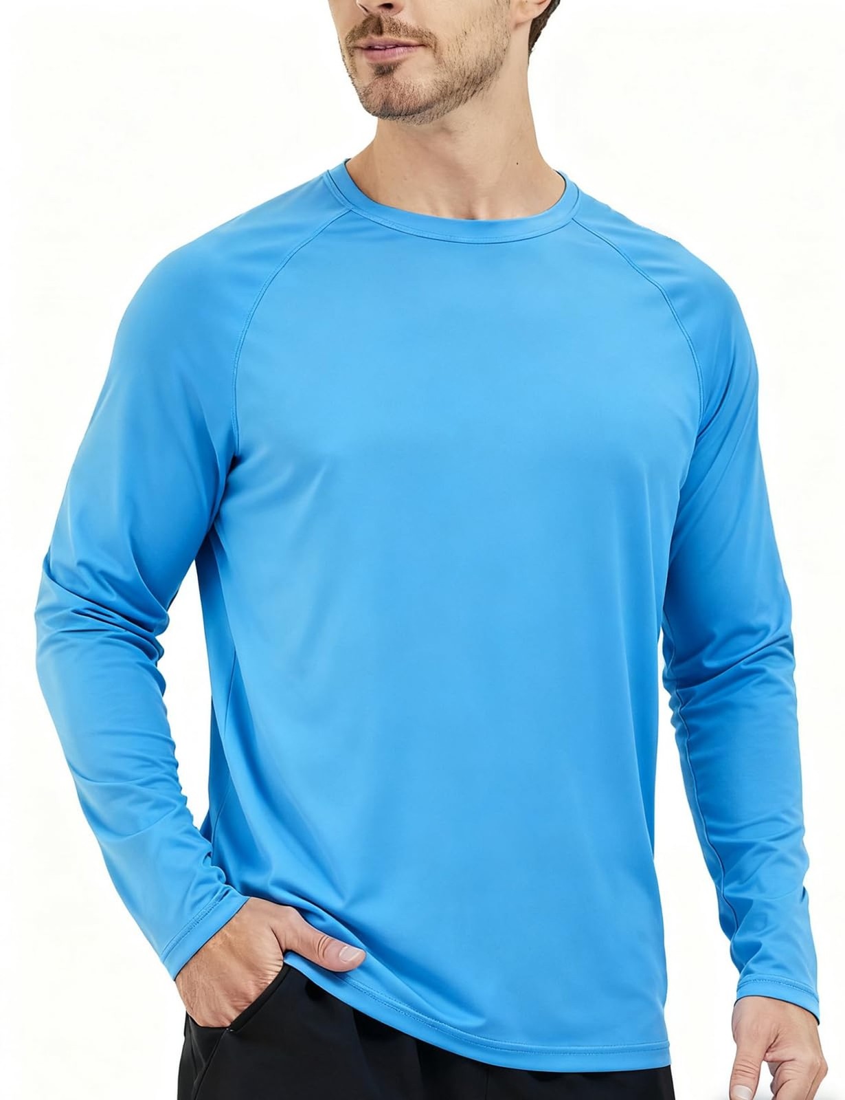 Men’s UPF 50+ Sun Protection Long Sleeve Rash Guard Shirts X-Large Blue