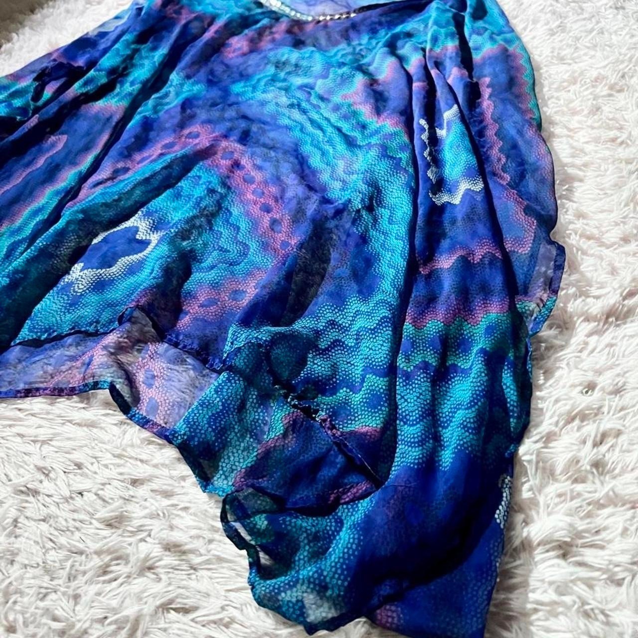 Whimsical Tropical Sheer Flowy Ethereal Beaded Poncho Swim Cover Up Womens OS