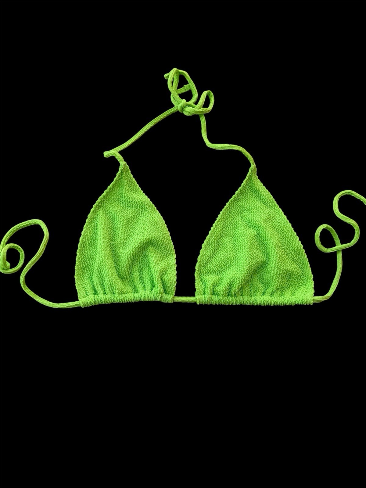 Neon Lime Green 3PC Bikini Set Ribbed Triangle Top Wrap Skirt Swimwear PLUS SIZE