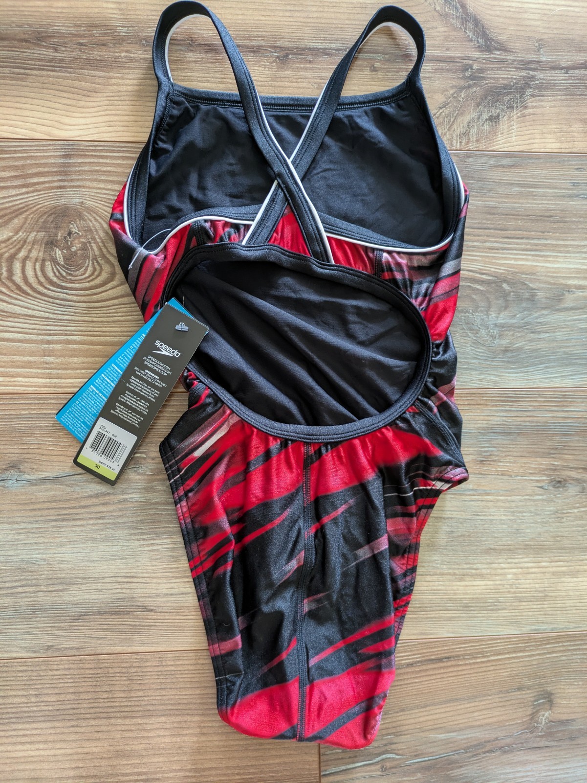 Speedo Performance Race Tech II Crossback One Piece Swimsuit Red Black 30