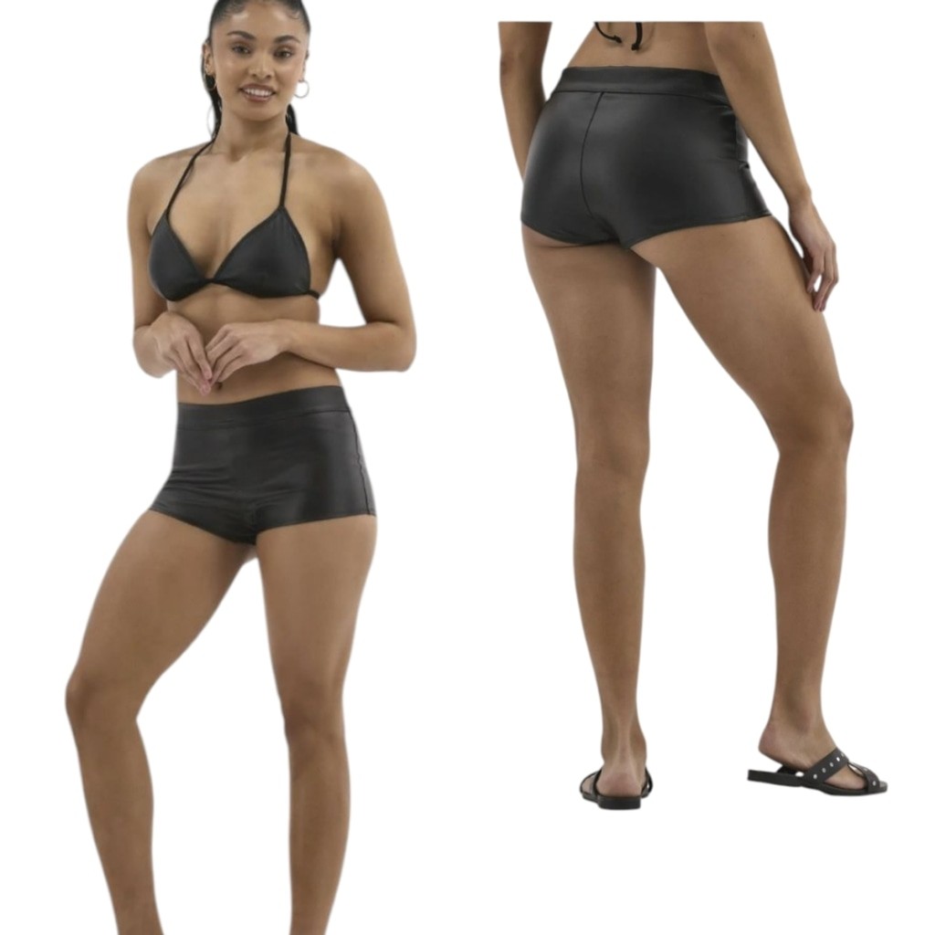 No Boundaries Faux Leather Boyshorts Women’s Swim Bottom XL New With Tags