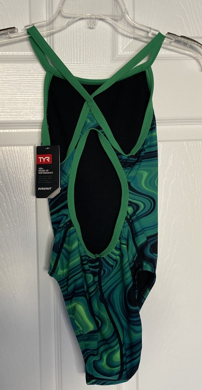TYR Women’s Durafast Elite Diamondfit Swimsuit Green Vitality 30 Small