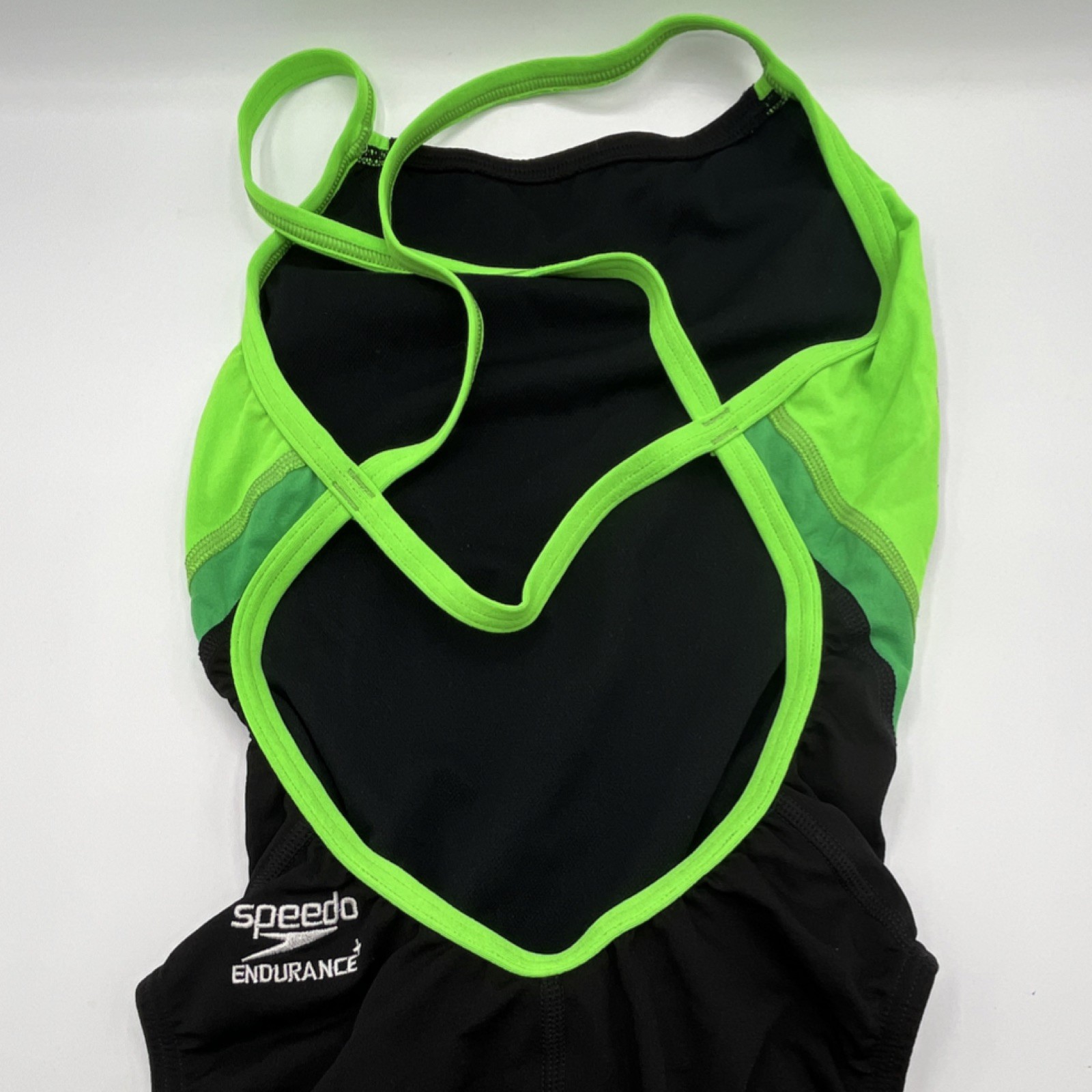 NEW! Speedo Endurance+ Women’s Swimming One Piece Swimsuit Black Green Size 26