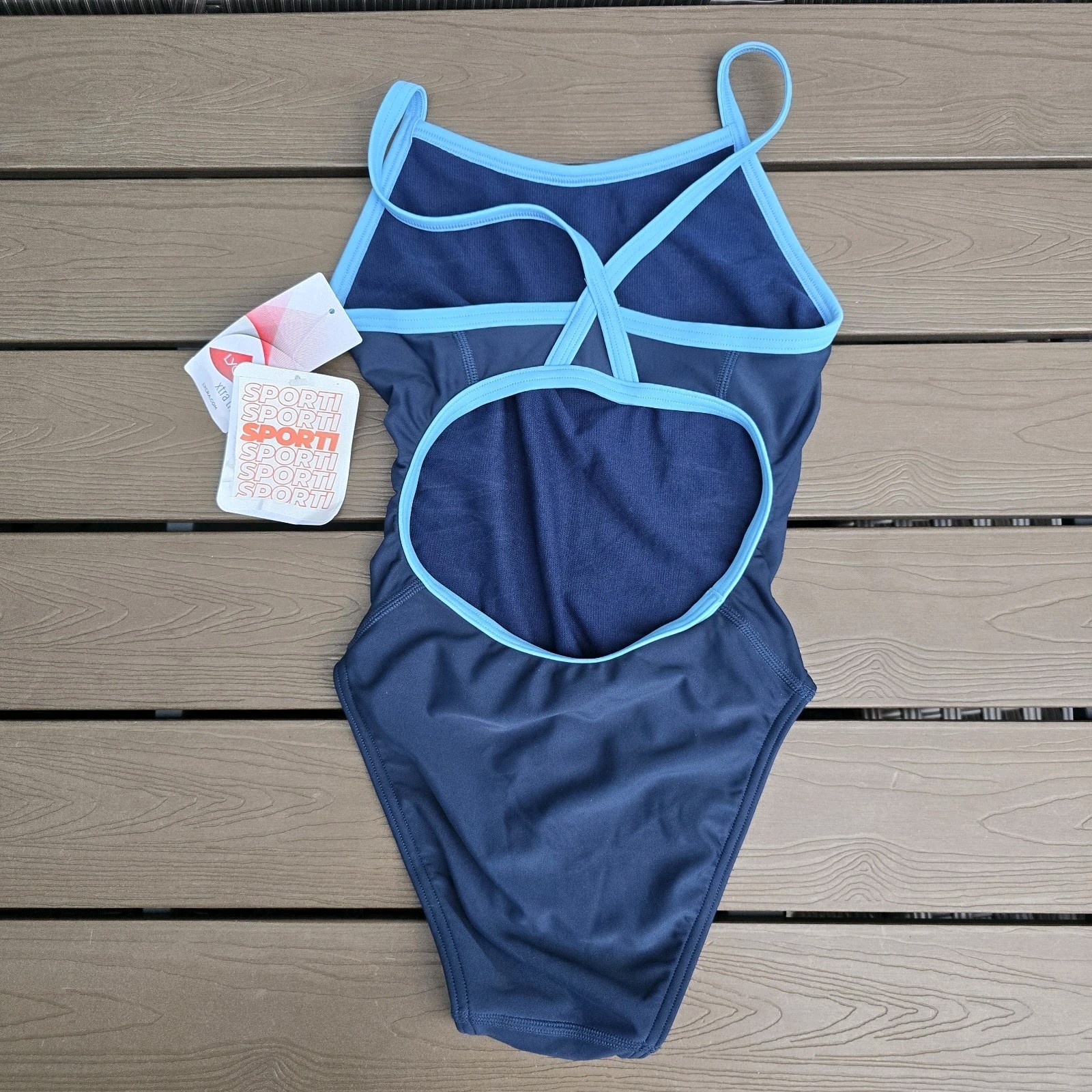 Sporti Youth Girl Piped Thin Strap One Piece Swimsuit Lycra Xtra Life Sz 26 New