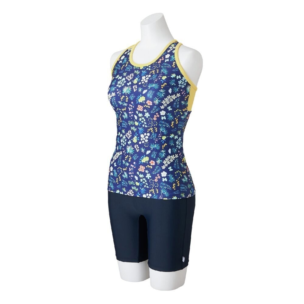 Mizuno Women’s Aqua Fitness Two-Piece Set (anti-roll buttons) Floral Pattern