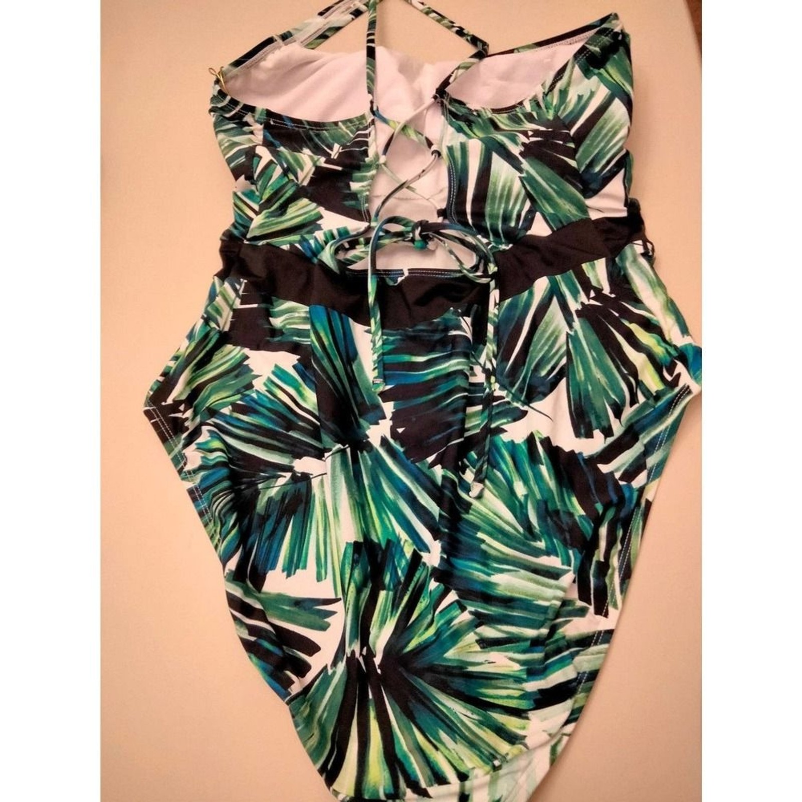 One Piece tropical leaf design Swimsuit women XL