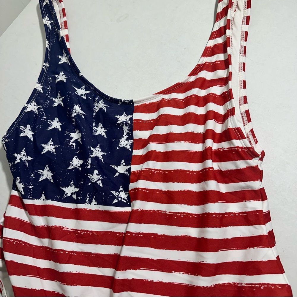 XHILARATION USA RED WHITE BLUE One Piece Swimsuit LARGE PATRIOTIC