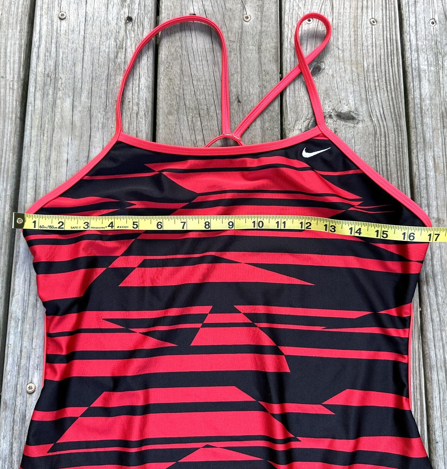 Ladies Swimsuit SPEEDO 1 Pc Tank Red + Black Print See Measurements