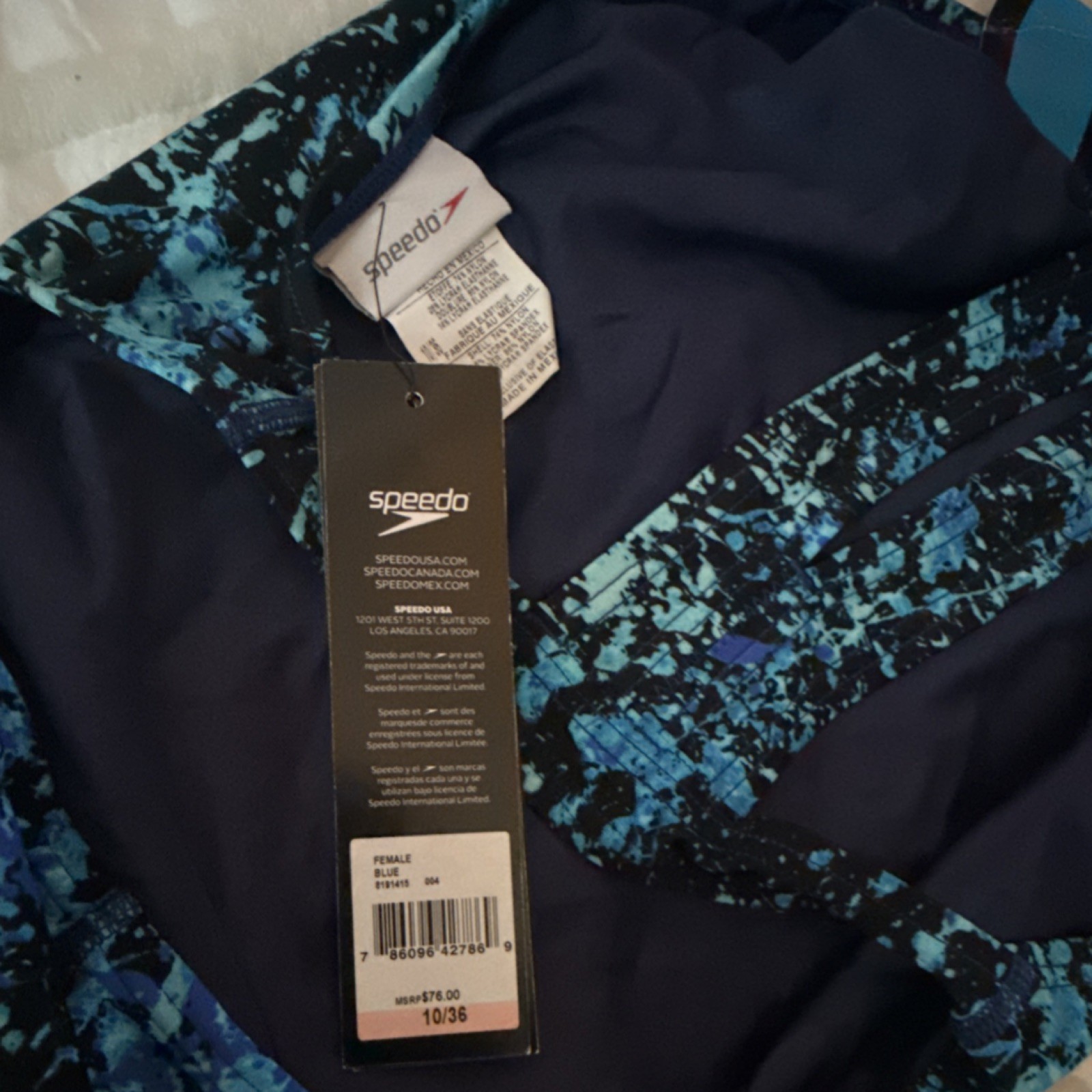 Speedo Women’s Competitive One Piece Swimwear Blue 10/36 Polyester
