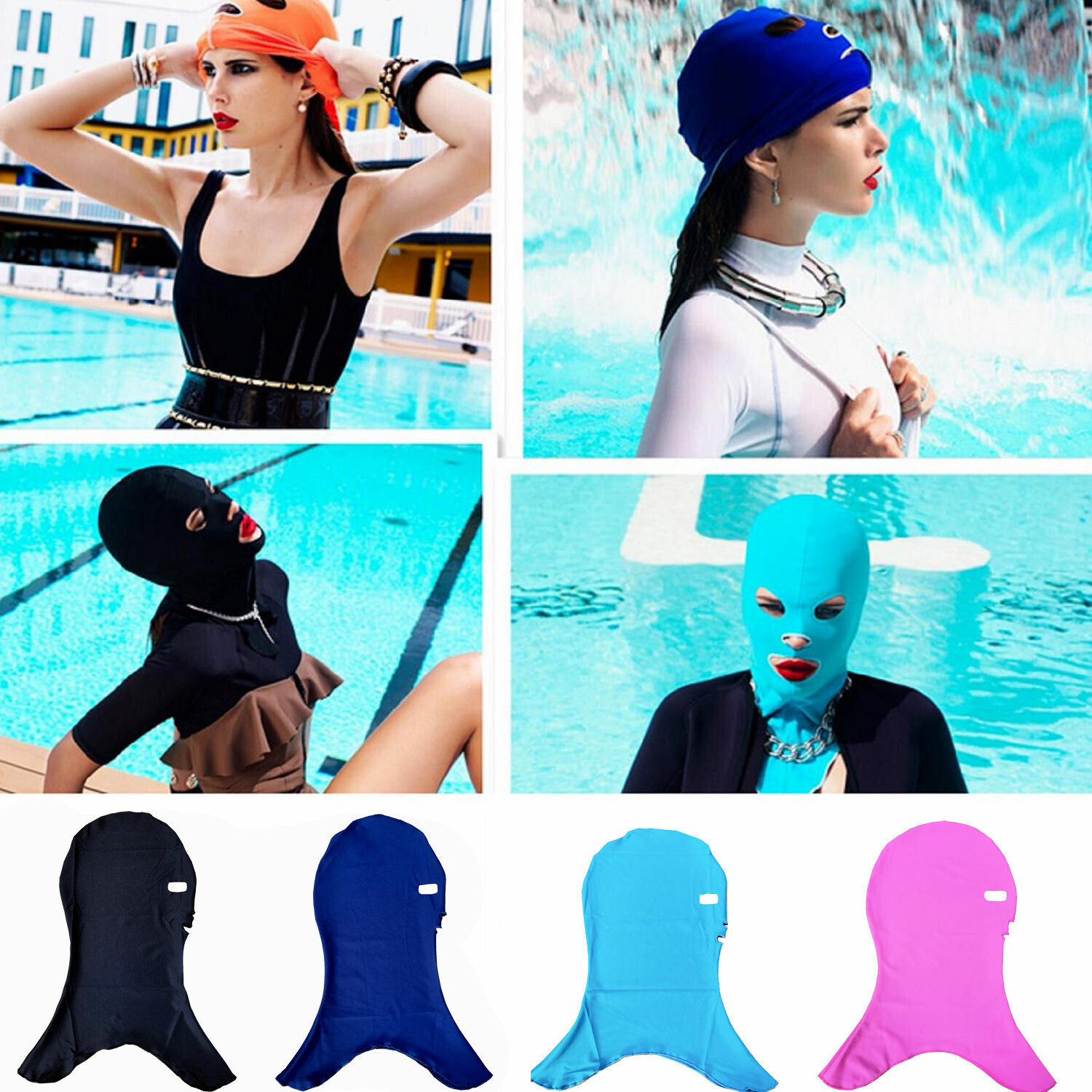 Summer Facekini Pool Head Sunblock Anti-UV Sun Protection Swim Wear Headgear